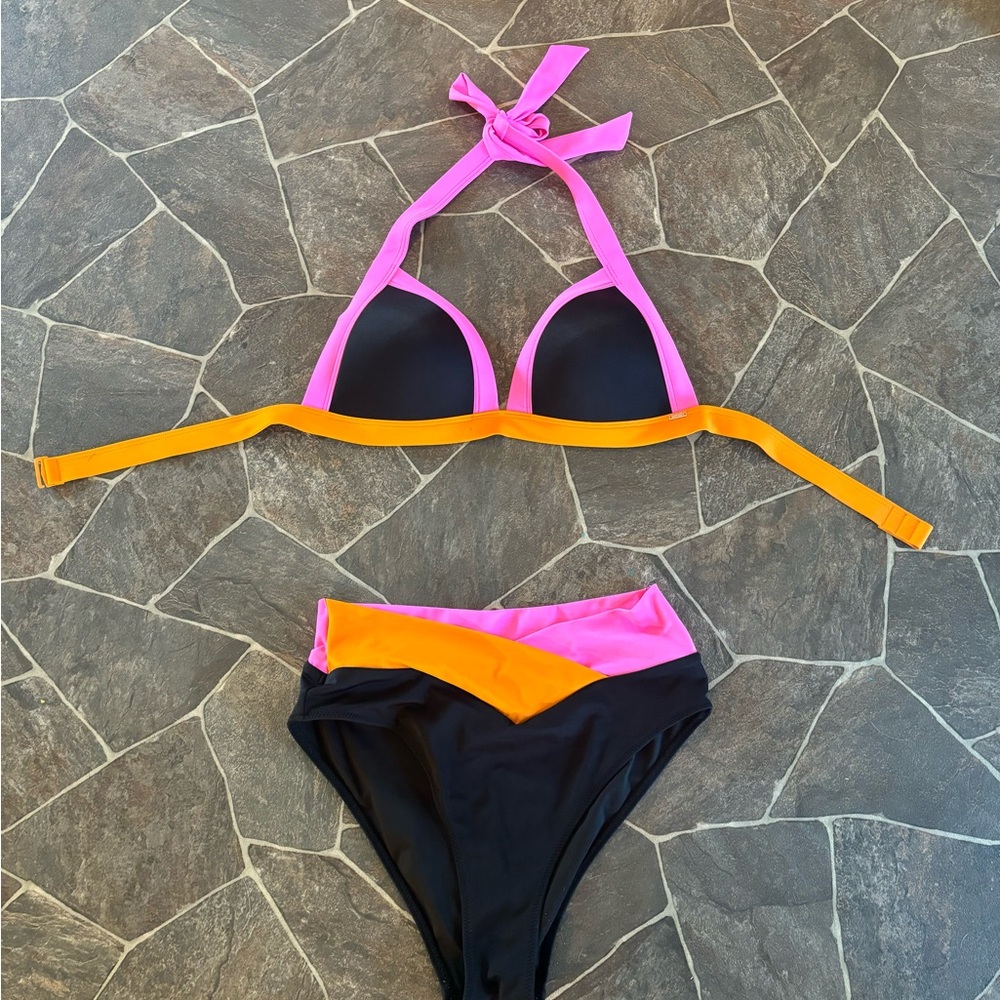 Pink and Orange Bikini Set